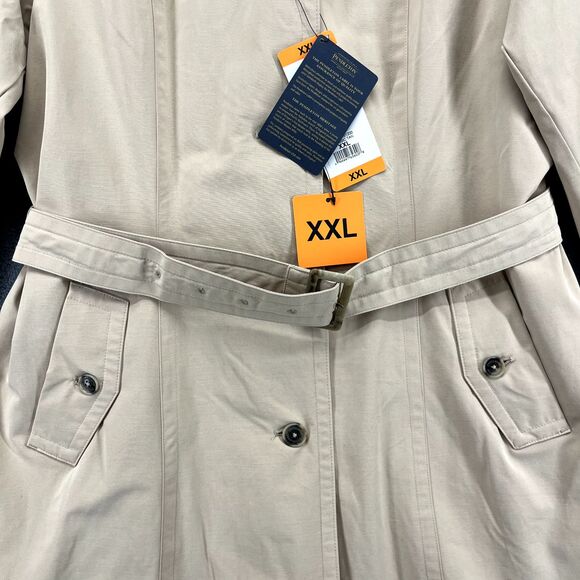 Pendleton Trench Coat Womens XXL Classic Tan Beige Plaid Lining Belted Buttons - Picture 10 of 16